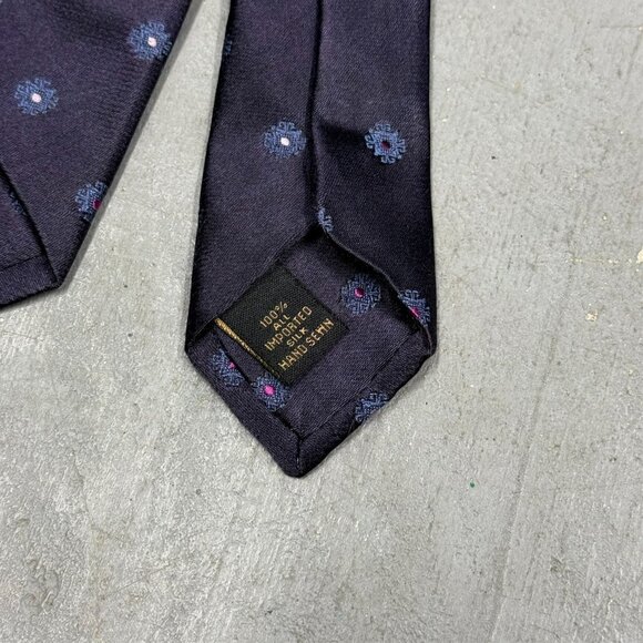 Mulberry Tie 100% Silk Polka Dot Purple Hand Sewn 3.5" - Picture 5 of 6